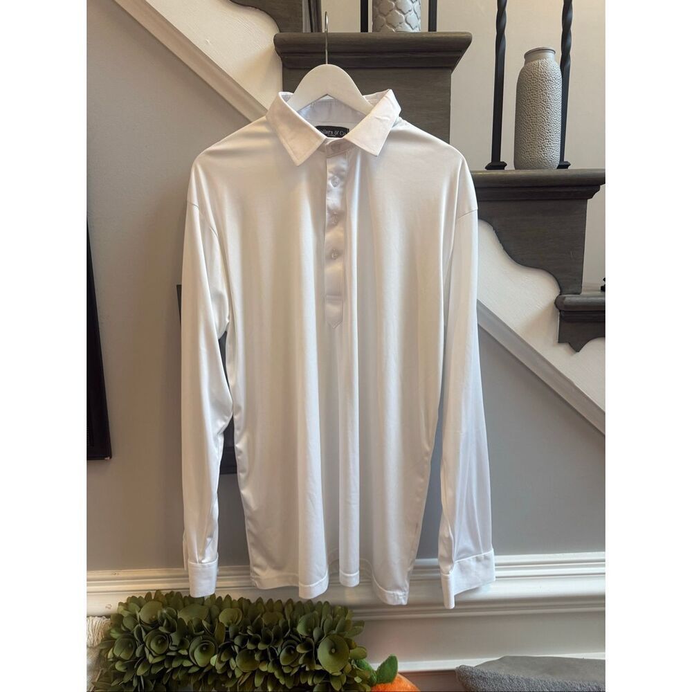 Collars & Co. Men’s White Long Sleeve Dress Collar Polo Shirt sz XL EUC